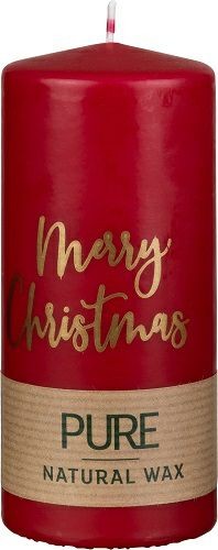 Wenzel Pure Merry Christmas Kerze 130x60 mm, karminrot