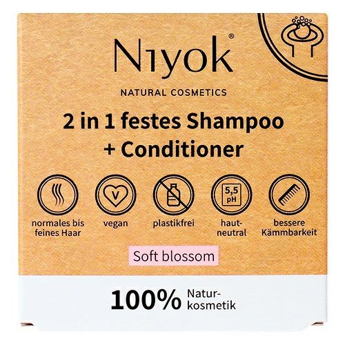 Niyok 2in1 Festes Shampoo - Conditoner Soft blossom, 80 g