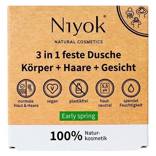 Niyok 2in1 Feste Dusche Körper - Haare - Gesicht Early spring, 80 g