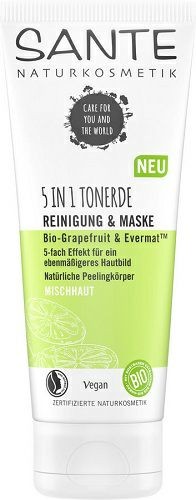 Sante 5in1 Tonerde Reinigung &amp; Maske, Bio-Grapefruit &amp; Evermat, 100 ml